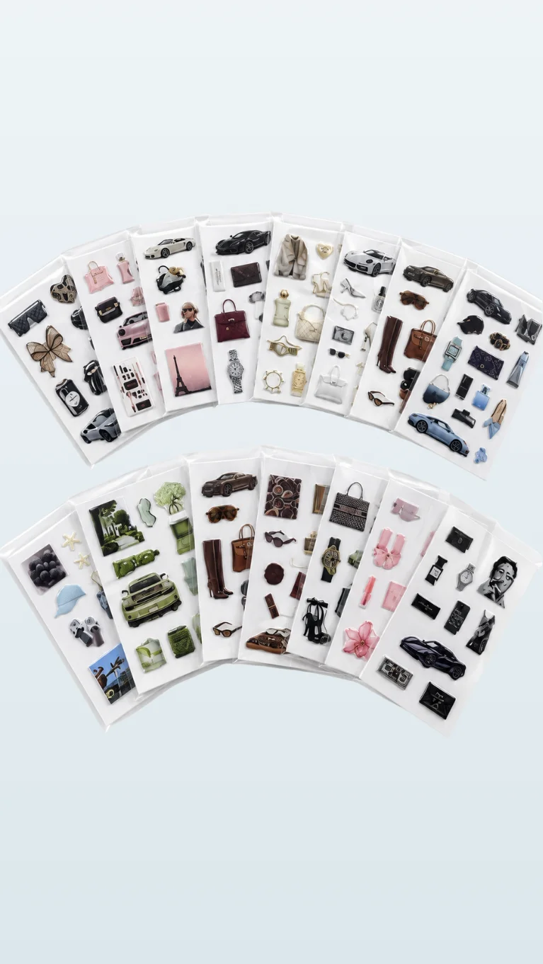 Three puffy sticker sheets flat lay
