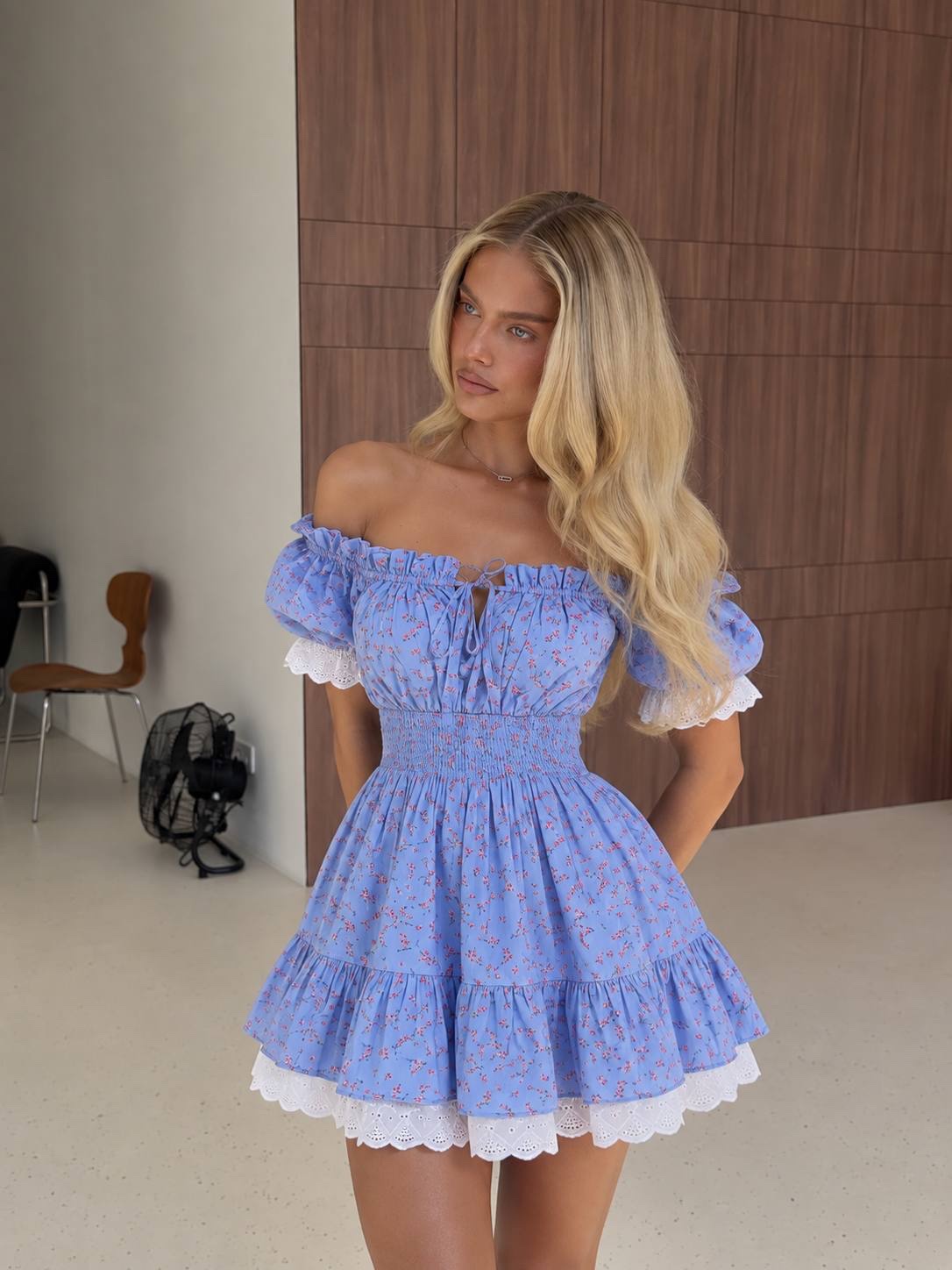 Sky Blossom Mini Dress — dresses at TORRY, photo 2