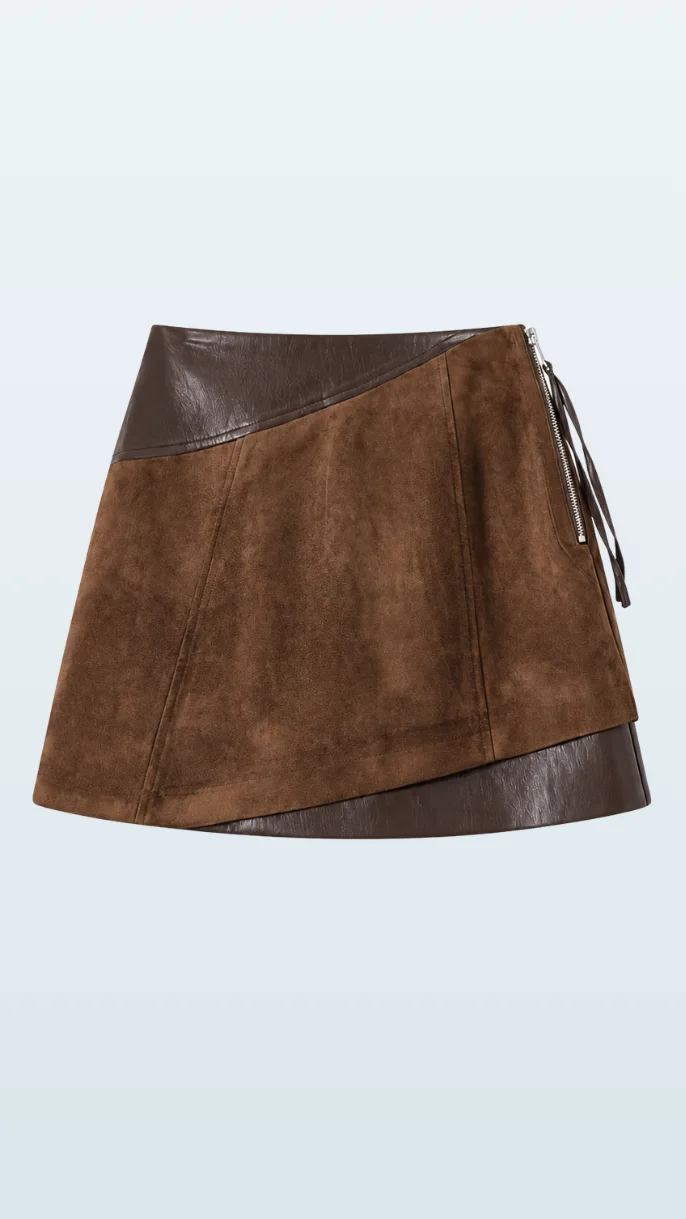 Sienna Layered Mini Skirt — bottoms at TORRY, photo 3 — Mocha
