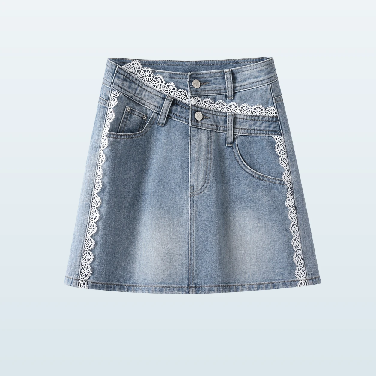 Denim Skirt Double Button — dresses at TORRY, photo 5
