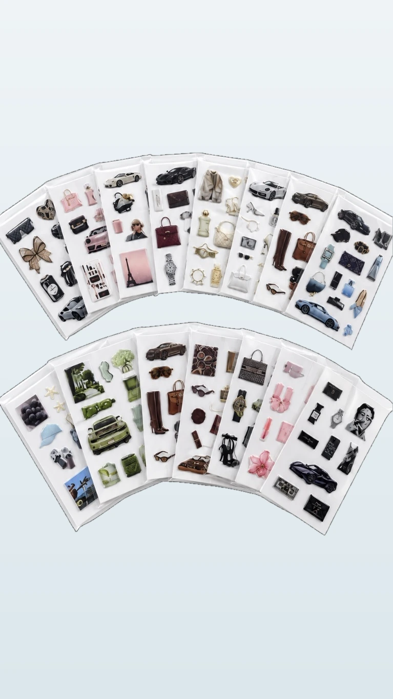 Three puffy sticker sheets flat lay